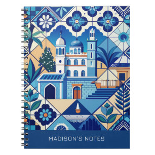 Carnet Nom personnalisé Azulejo Tiles Motif