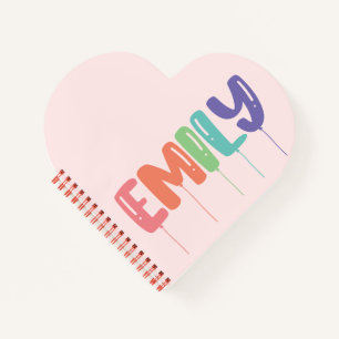 Carnet Nom personnalisé Balloon Cadeau Idée Coeur