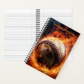 Carnet Nom personnalisé Baseball en feu (À l'intérieur)