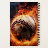 Carnet Nom personnalisé Baseball en feu (Verso)