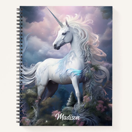 Carnet Nom personnalisé belle licorne (Devant)