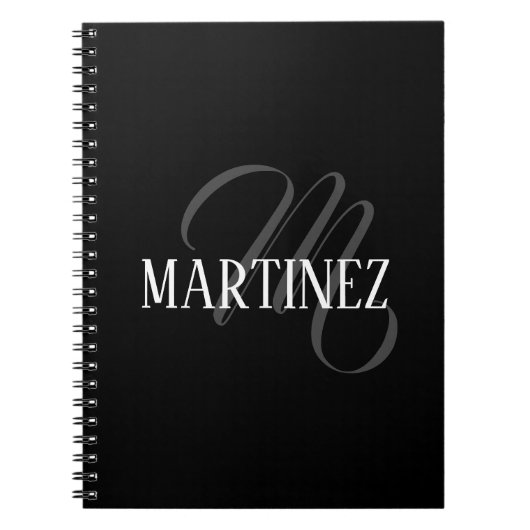 Carnet Nom Personnalisé Black Elegant | Nom (Devant)