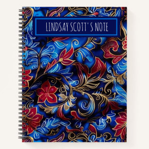 Carnet Nom personnalisé bleu floral à faire Liste des Car