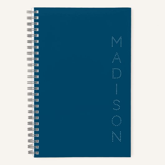 Carnet Nom personnalisé bleu marine simple (Recto)