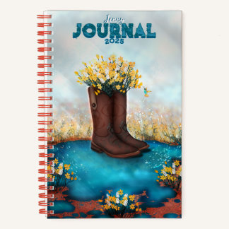 Carnet Nom personnalisé Boot floral avec oiseau Humming