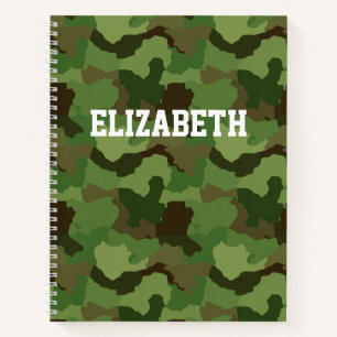 Carnet Nom personnalisé Camouflage vert/ordinateur portab