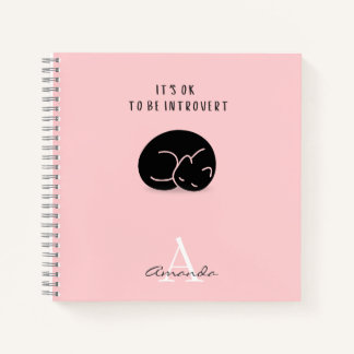 Carnet Nom personnalisé Chat endormi C'est OK d'être intr
