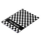 Carnet Nom personnalisé Checkered noir et blanc (Côté gauche)