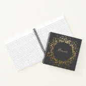 Carnet Nom personnalisé Chic Gold Confetti Dots Noir (Intérieur)