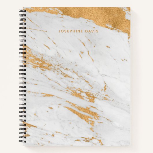 Carnet Nom personnalisé Chic Marble Journaling Cadeau (Devant)