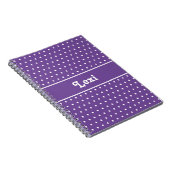 Carnet Nom personnalisé chic Polka Dot violet et blanc (Côté Droit)