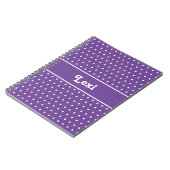 Carnet Nom personnalisé chic Polka Dot violet et blanc (Côté gauche)