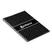 Carnet Nom personnalisé classique Pointe Polka noir et bl (Côté Droit)