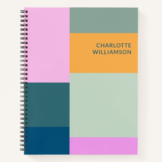 Carnet Nom personnalisé Coloré moderne vert géométrique (Devant)