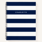 Carnet Nom personnalisé Couleur modifiable et bandes blan (Devant)