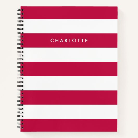 Carnet Nom personnalisé Couleur modifiable et bandes blan (Devant)