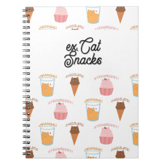 Carnet Nom personnalisé Cupcake rose et motif de chat noi