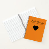 Carnet Nom personnalisé Cute moderne Script Orange love (Intérieur)
