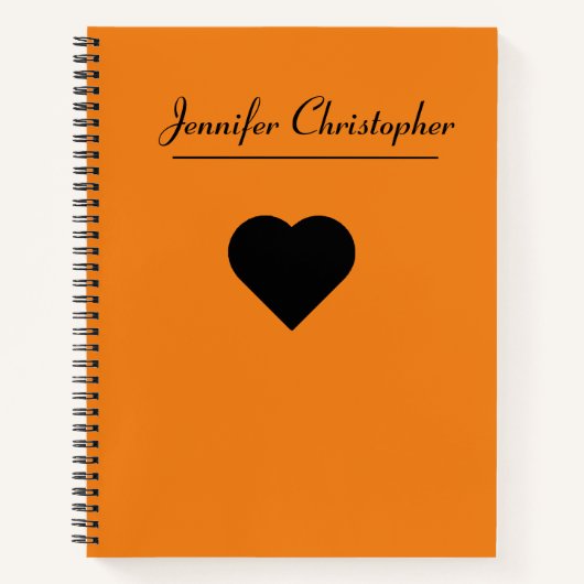 Carnet Nom personnalisé Cute moderne Script Orange love (Devant)