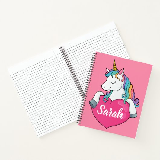 Carnet Nom personnalisé Cute Unicorn (Intérieur)