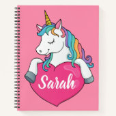 Carnet Nom personnalisé Cute Unicorn (Devant)