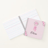 Carnet Nom personnalisé de ballerine florale rose élégant (Intérieur)