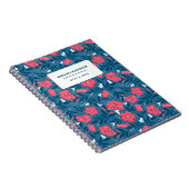 Carnet Nom personnalisé de la marine Fuchsia Modèle flora (Côté Droit)