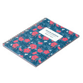 Carnet Nom personnalisé de la marine Fuchsia Modèle flora (Côté gauche)