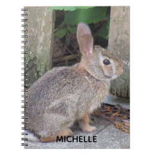Carnet Nom personnalisé de la photo de lapin