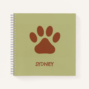 Carnet Nom personnalisé de patte chien Brown