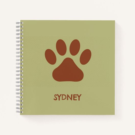 Carnet Nom personnalisé de patte chien Brown (Devant)