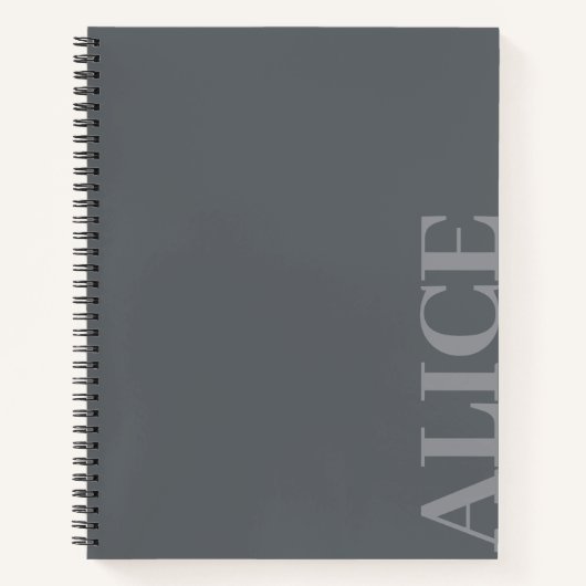 Carnet Nom personnalisé de style de texte simple gris (Devant)