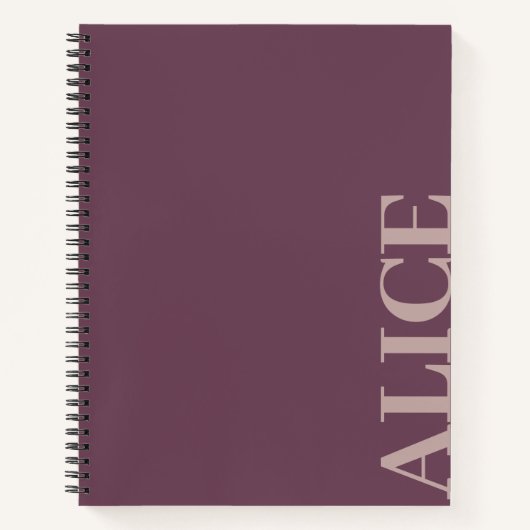 Carnet Nom personnalisé de style de texte simple violet (Devant)