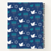 Carnet Nom personnalisé Dove Blue Menorah Hanoukka (Dos)