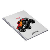 Carnet Nom personnalisé du camion de monstre noir mignon (Côté Droit)