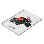 Carnet Nom personnalisé du camion de monstre noir mignon (Côté gauche)