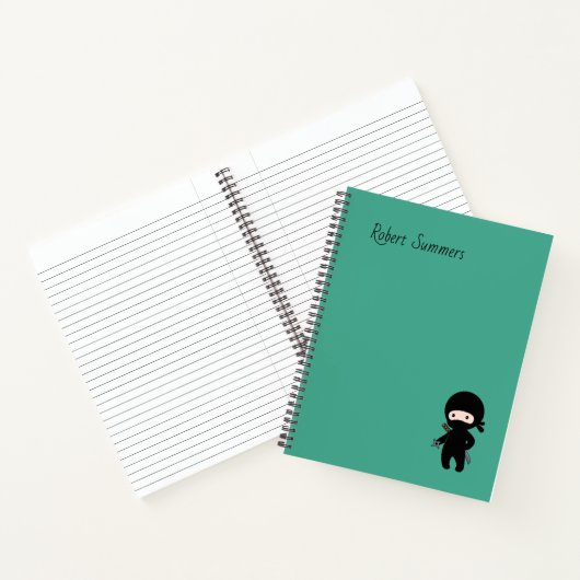 Carnet Nom personnalisé du minuscule Ninja sur le vert fo (Intérieur)
