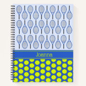 Carnet Nom personnalisé du motif à thème de tennis (Devant)