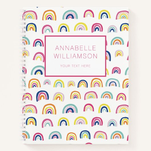 Carnet Nom personnalisé du motif arc-en-ciel (Devant)