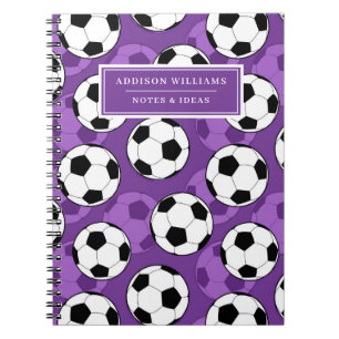 Carnet Nom personnalisé du Motif de balle de football vio