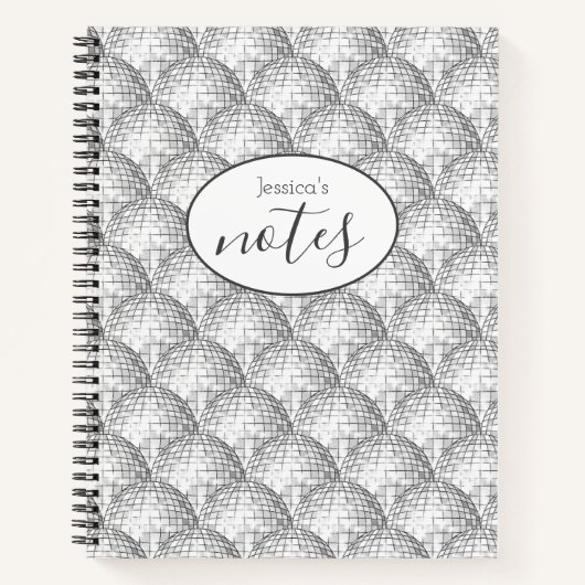 Carnet Nom personnalisé du Motif de boule disco (Devant)
