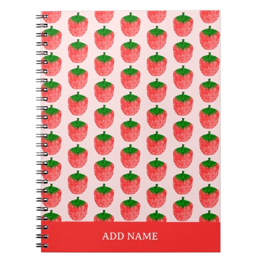 Carnet Nom personnalisé du Motif de fraises (Devant)
