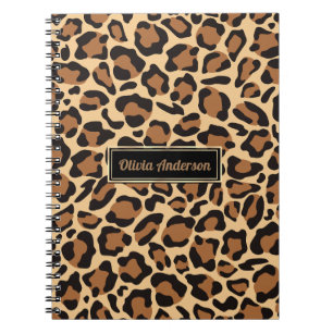 Carnet Nom personnalisé du Motif Leopard Seamless