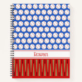 Carnet Nom personnalisé du motif sur le thème du baseball (Devant)