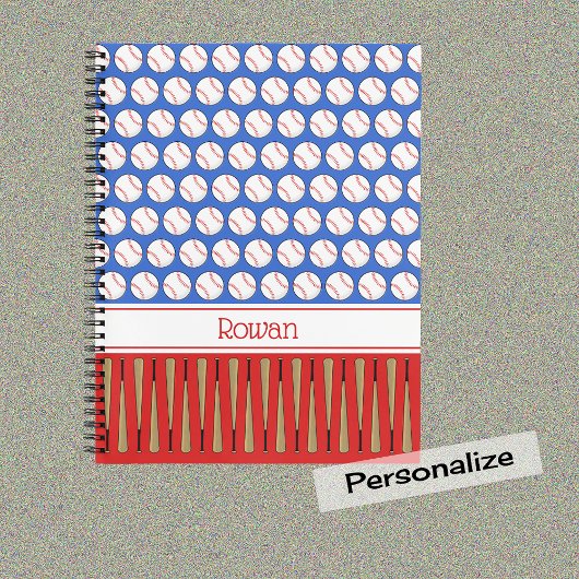 Carnet Nom personnalisé du motif sur le thème du baseball