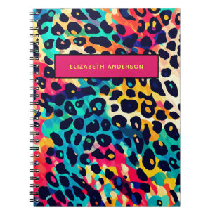 Carnet Nom personnalisé du Poster de animal Leopard coule