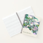Carnet Nom personnalisé du tourbillon en marbre vert et v (Intérieur)