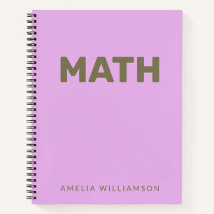 Carnet Nom personnalisé École violette Matière Mathématiq