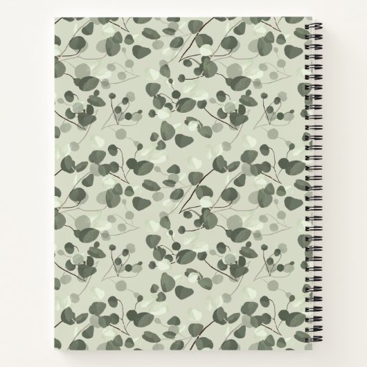 Carnet Nom personnalisé élégant script Eucalyptus vert fr (Dos)