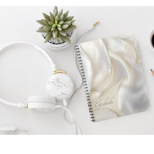 Carnet Nom personnalisé Élégante Mère de Perle